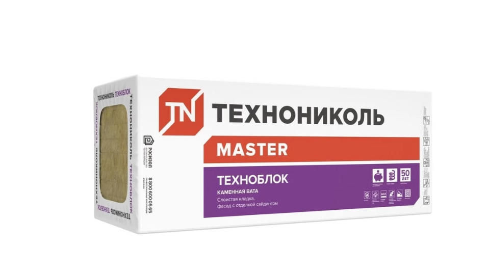 Утеплитель 100 мм ТЕХНОБЛОК СТАНДАРТ 1200х600х100 мм (4 плиты)