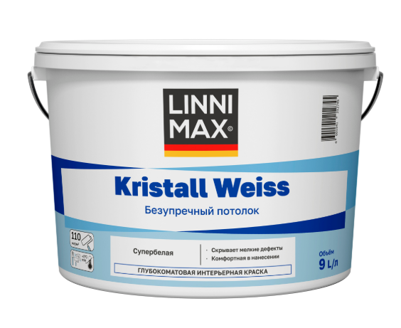 Краска водно-дисперсионная для внутренних работ LINNIMAX Krystal Weiss / ЛИННИМАКС Кристал Вайсс