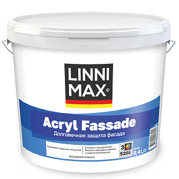 Краска водно-дисперсионная для наружных работ LINNIMAX Acryl Fassade / ЛИННИМАКС Акрил Фасад (10 л)