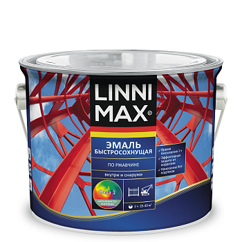 Грунт-эмаль алкидная быстросохнущая по ржавчине шелковисто-матовый LINNIMAX / ЛИННИМАКС (0,71 л)